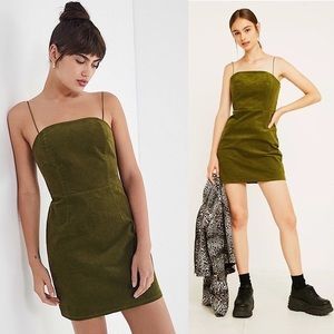 Green Corduroy Mini Dress